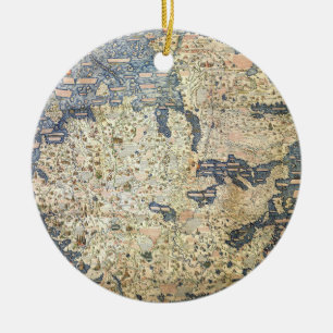 World Map Worldmap Venetian monk Fra Mauro Ceramic Ornament