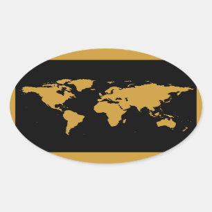world maps ~ customisable colour oval sticker