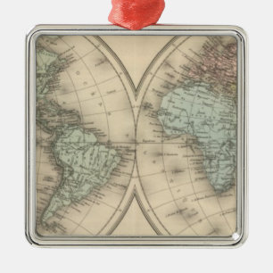World maps metal ornament