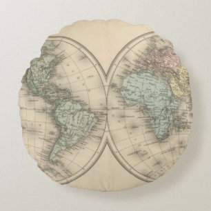 World maps round cushion
