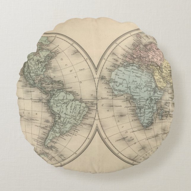 World maps round cushion (Front)