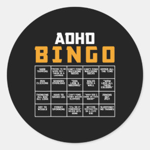 World Mental Health Awareness Day Adhd Bingo Funny Classic Round Sticker
