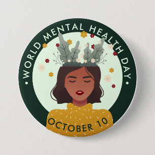 World Mental Health Day, woman 7.5 Cm Round Badge