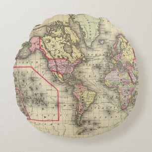 World Mercator proj 2 Round Cushion