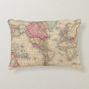 World Mercator proj Map by Mitchell Decorative Cushion
