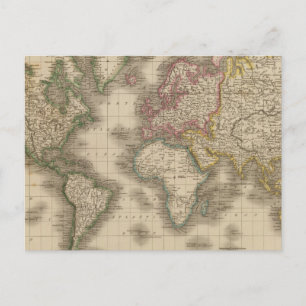 World, Mercator's Projection 2 Postcard