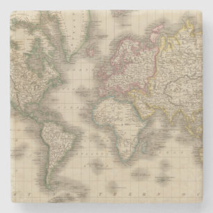 World, Mercator's Projection 2 Stone Coaster