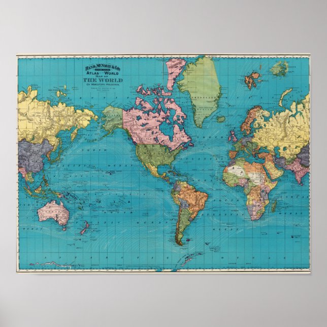 World, Mercator's Projection Poster (Front)