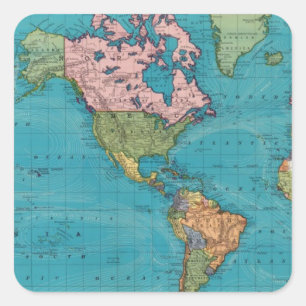 World, Mercator's Projection Square Sticker