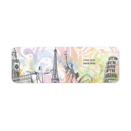 World monuments custom label return address label