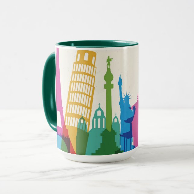 World Monuments Pastel Collage Mug (Front Left)