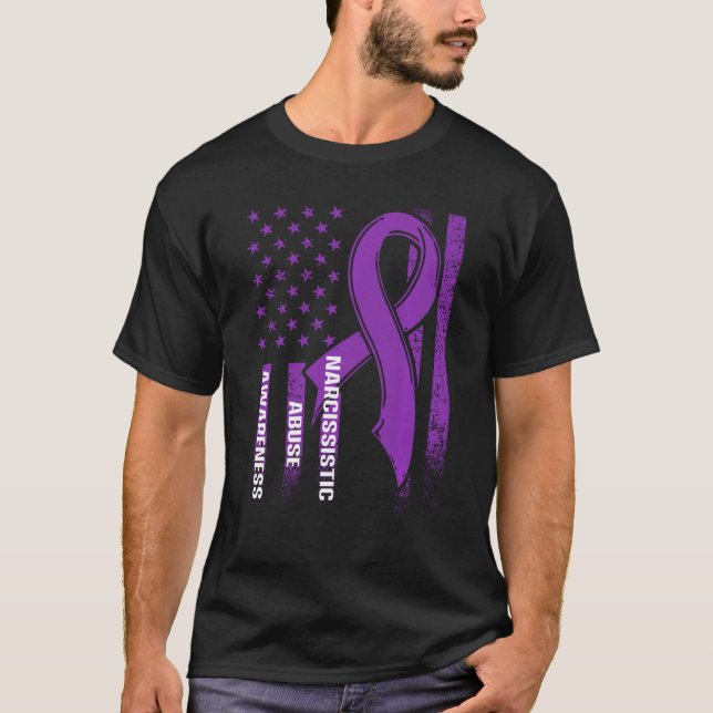 World Narcissistic Abuse Awareness Us Flag Survivo T-Shirt (Front)