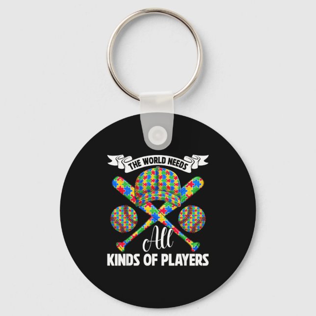 World needs kinds of players autism awareness key ring (Front)