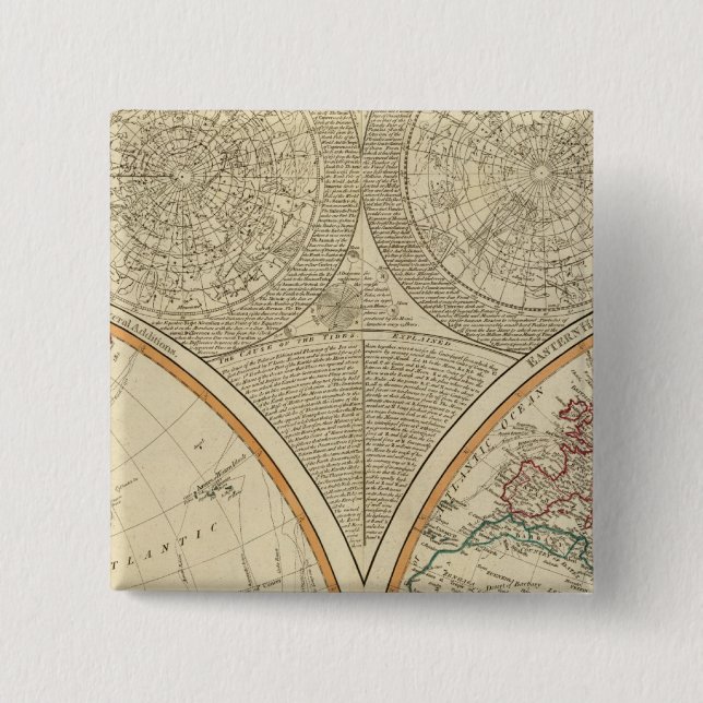 World north hemisphere map 15 cm square badge (Front)