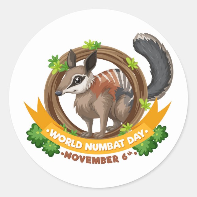 World Numbat Day Classic Round Sticker (Front)
