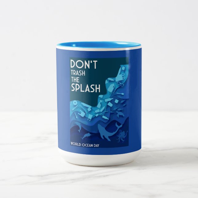 World Ocean Day  Two-Tone Coffee Mug (Center)