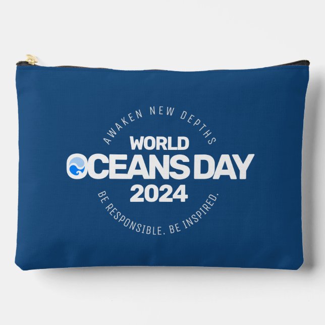 World Oceans Day Blue Stylised Earth Waves Accessory Pouch (Front)