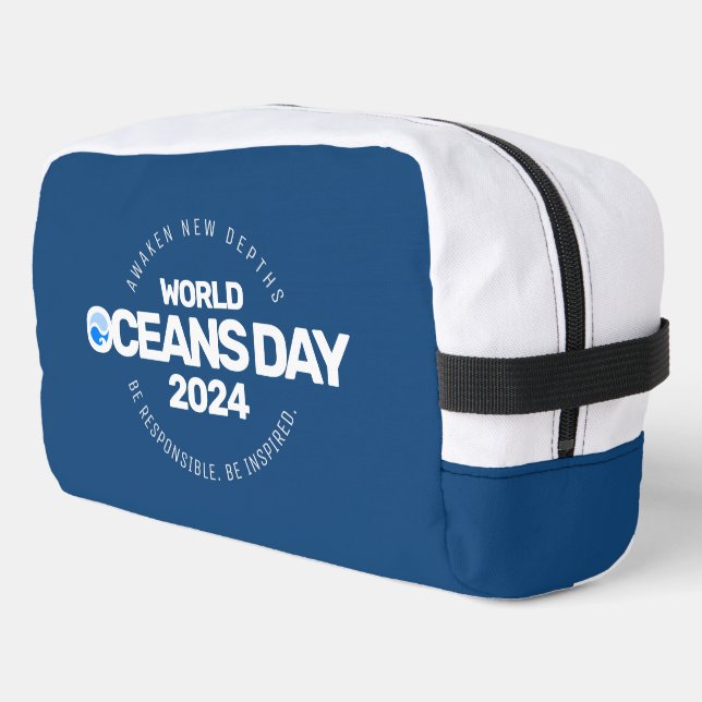 World Oceans Day Blue Stylised Earth Waves Dopp Kit (Left Corner)
