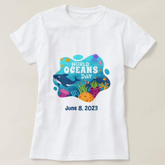 World Oceans Day June 8 Personalised T-Shirt (Design Front)