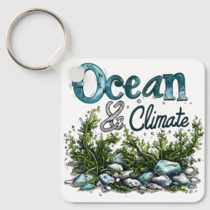 World Oceans Day - Ocean and Climate Sign Key Ring