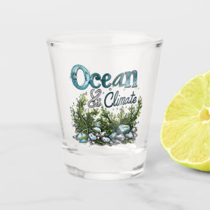 World Oceans Day - Ocean and Climate Sign Shot Glass