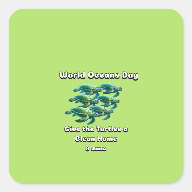World Oceans Day Square Sticker (Front)