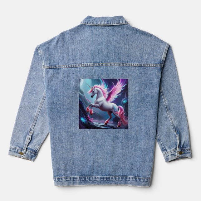 World of Fantasy Creatures: Unicorns Galore  Denim Jacket (Back)