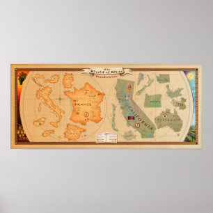 World of Wine Map Poster Print in various sizes