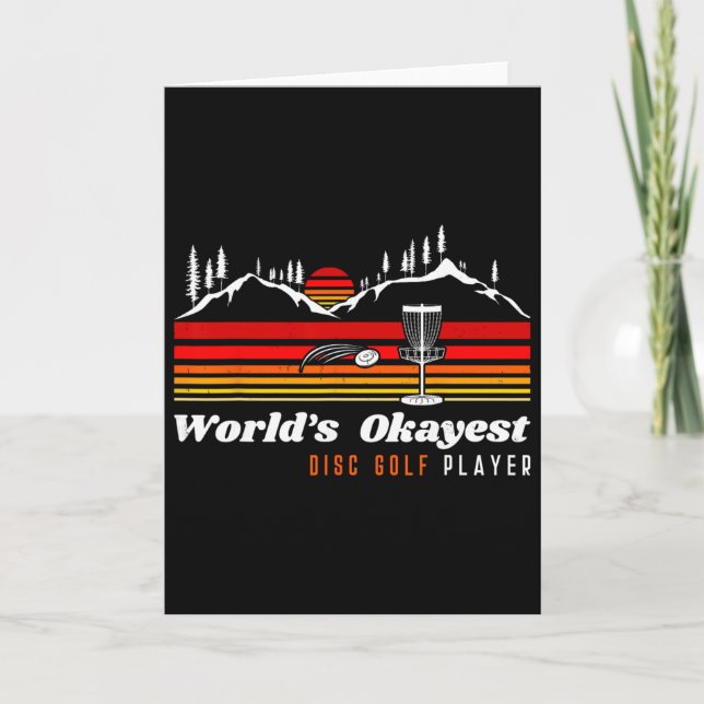 World Okayest Disc Golf Player Funny Frisbee Vinta Card (Front)