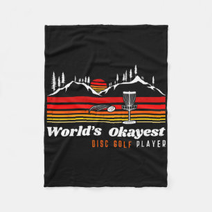 World Okayest Disc Golf Player Funny Frisbee Vinta Fleece Blanket
