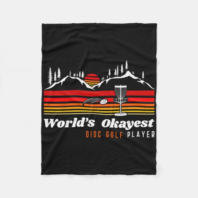 World Okayest Disc Golf Player Funny Frisbee Vinta Fleece Blanket (Front)
