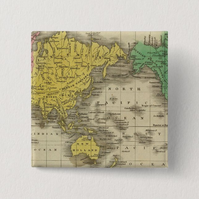 World On Mercator's Projection 15 Cm Square Badge (Front)