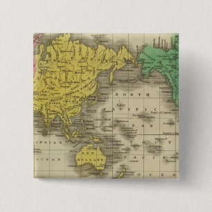 World On Mercator's Projection 15 Cm Square Badge