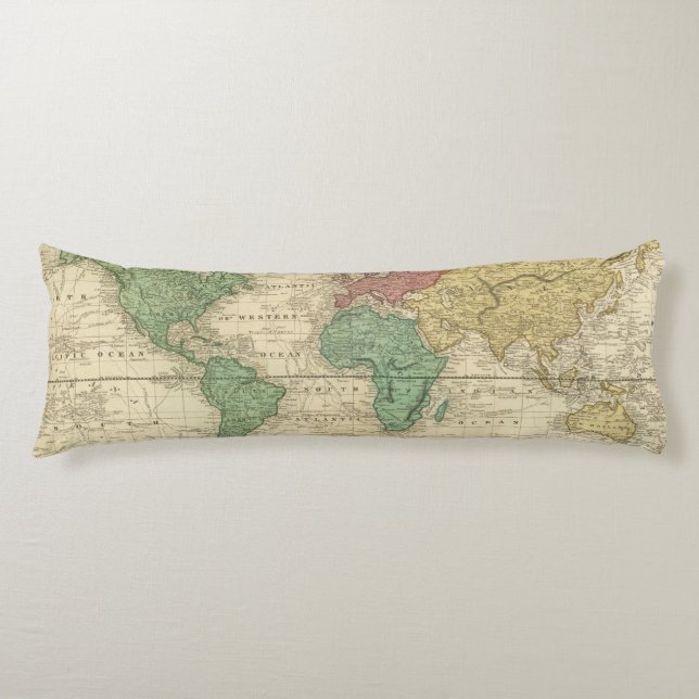 World on Mercators Projection 2 Body Cushion (Front)