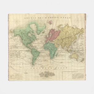 World on Mercators Projection 2 Fleece Blanket