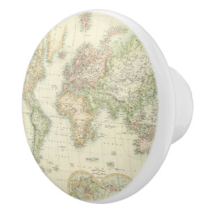 World On Mercator's Projection Ceramic Knob