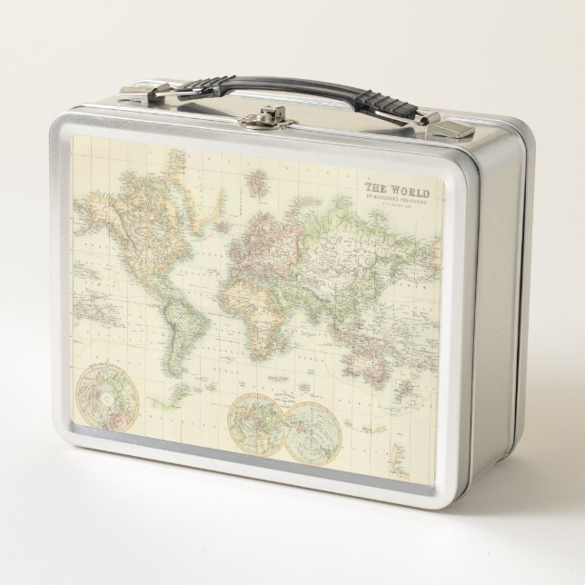 World On Mercator's Projection Metal Lunch Box (Front)
