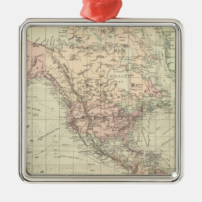 World on Mercator's Projection Metal Tree Decoration (Front)