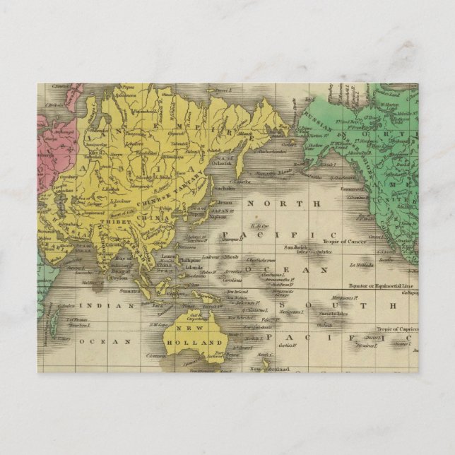 World On Mercator's Projection Postcard (Front)