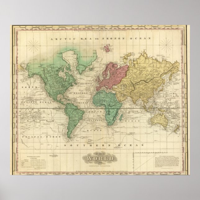 World on Mercators Projection Poster (Front)