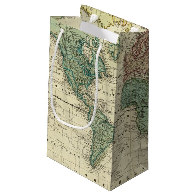 World on Mercators Projection Small Gift Bag (Back Angled)