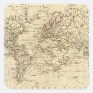 World on Mercator's projection Square Sticker