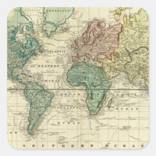World on Mercators Projection Square Sticker