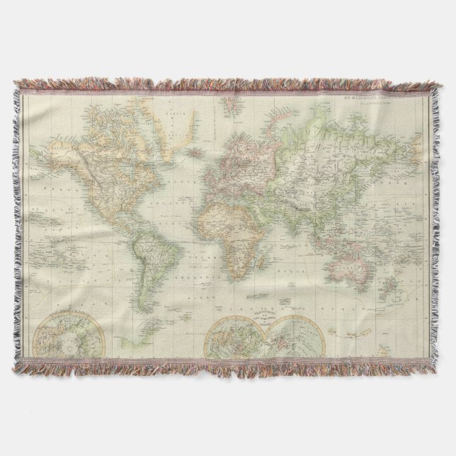 World On Mercator's Projection Throw Blanket (Front)