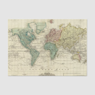 World on Mercators Projection Tissue Paper
