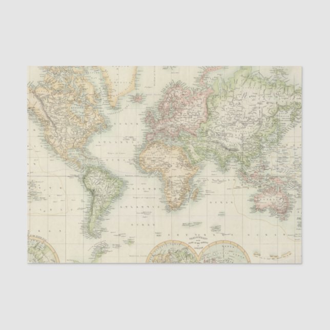World On Mercator's Projection Tissue Paper (Front)