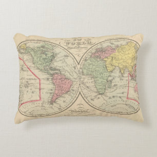World on the Globular Projection Decorative Cushion