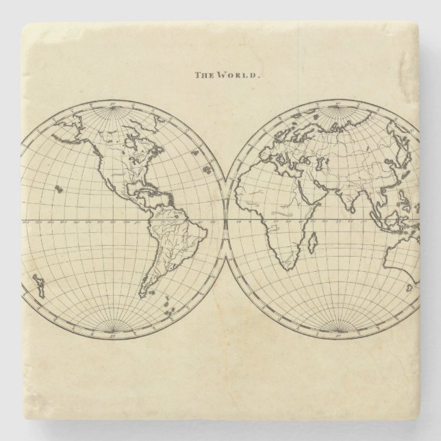 World outline double hemisphere stone coaster (Front)