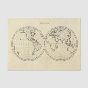 World outline double hemisphere tissue paper