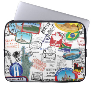 World Passport Pattern Laptop Sleeve